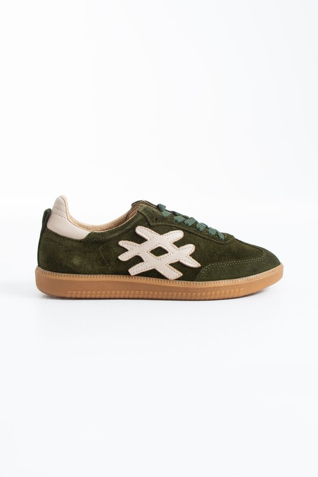 Shen Women's Lace-Up Shoes Genuine Leather Sneakers Khaki Suede
