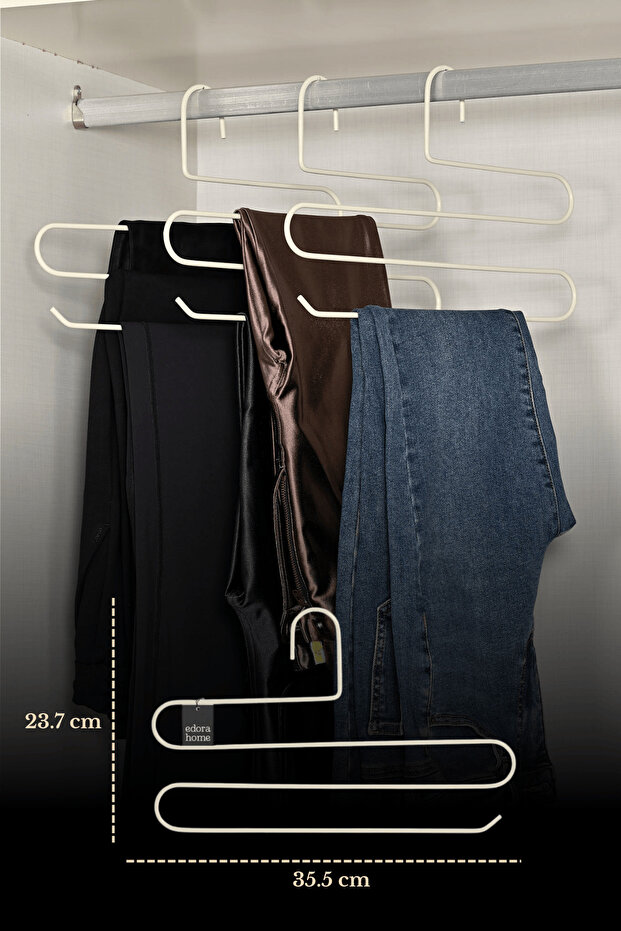 5-Piece Beige 5-Tier Trouser Hanger for Closet, Clothes, Shawls, Scarves, Stainless Metal