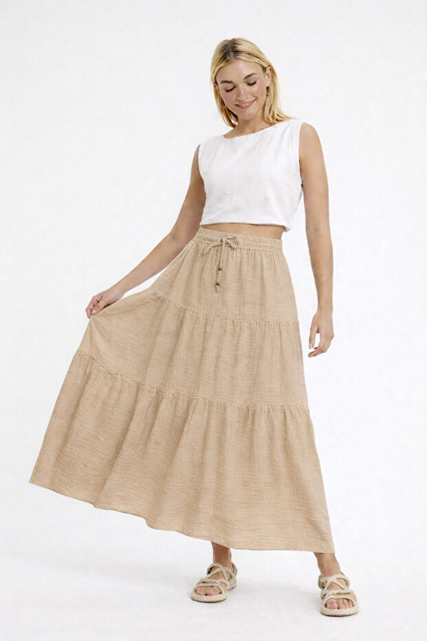 Muslin Skirt - Long Flared Skirt - 2160