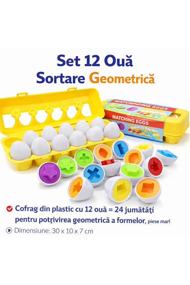 12-Piece Geometric Egg Sorting Educational Set - 1