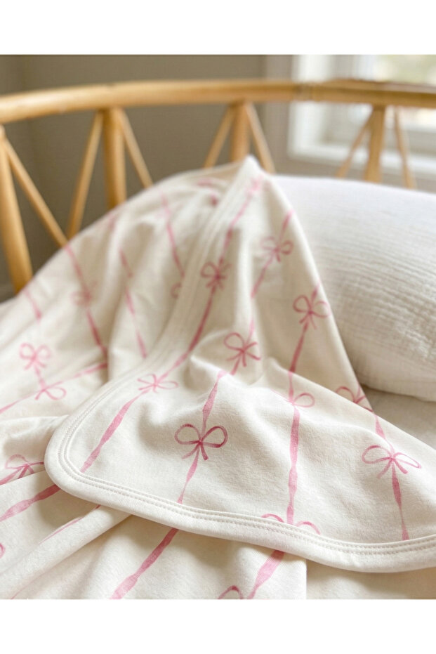 فيونكة وردية من القطن الممشط بطانية - 2