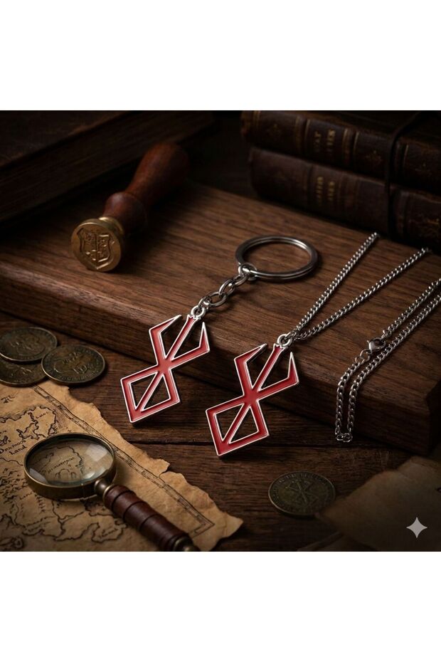 Berserk Steel Keychain and Necklace Set