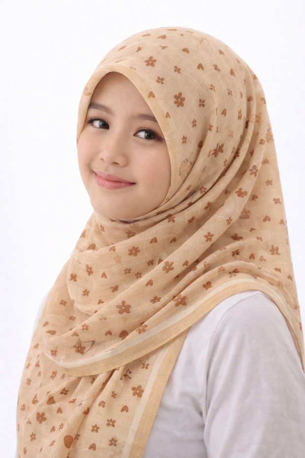 Flower Heart Patterned Young Girls Children Women Cotton Pack Scarf Headscarf Daily Prayer Prayer Course