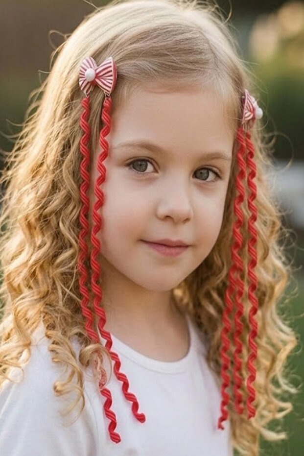 2-Piece Red Color Ribbon Children's Side Buckle