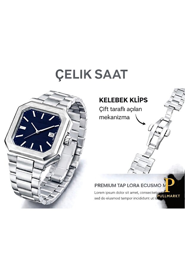 Takvimli - Erkek Kol Saati Çelik - 1