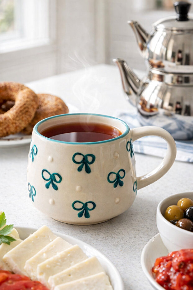 Fi̇yonk D Patterned Special Handcrafted Ceramic Mug Coffee & Tea Mug Cup Special Gift Mug Cup