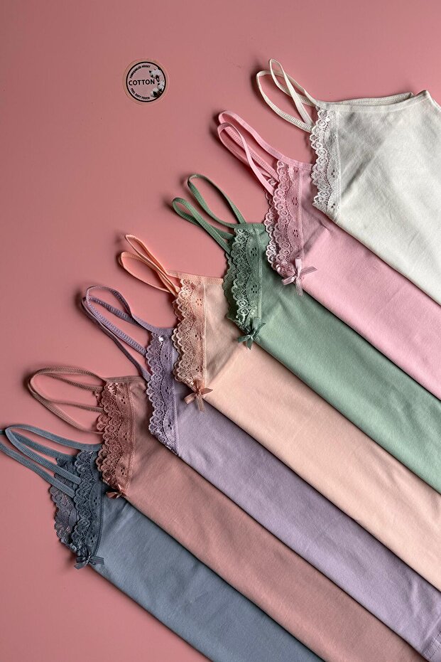 Velmira Lace | 7-Pack of Cotton V-Neck, Lace Pack of Thin String Straps, Basic Comfortable Daily Underwear Undershirts