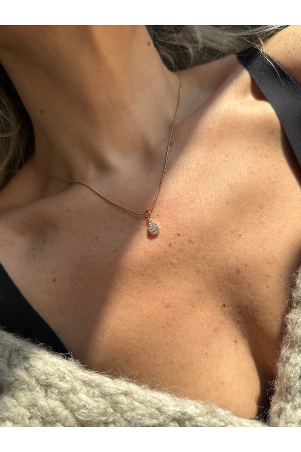 Stainless Steel Stone Drop Necklace