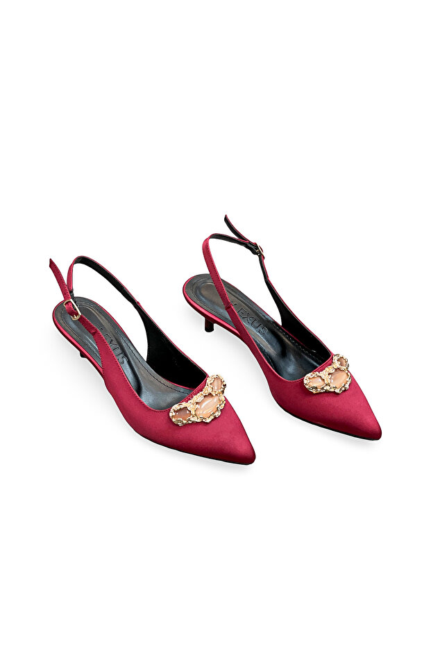 Women's Satin Medium Heel Stiletto Colorful Buckled