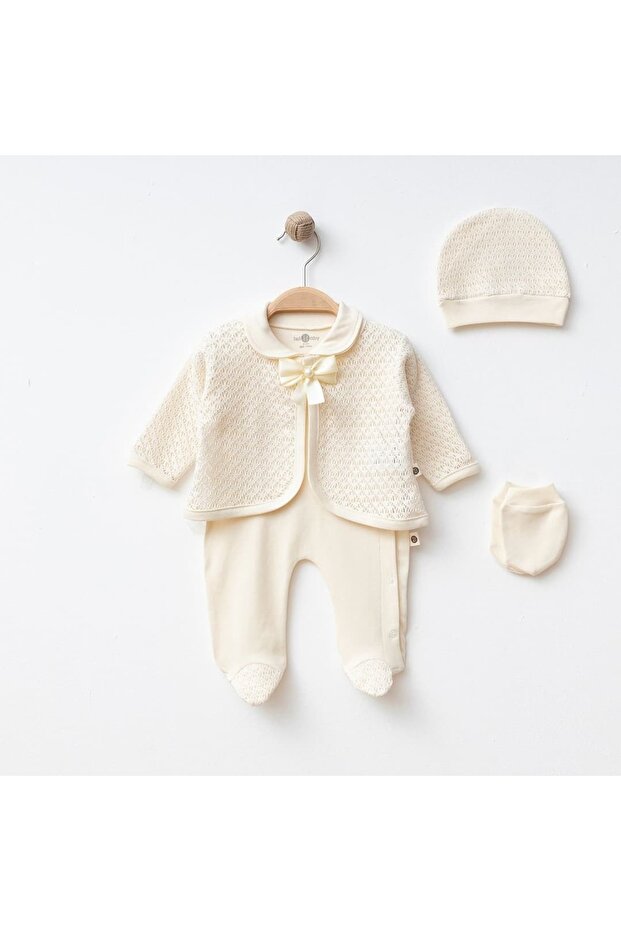 0/3-3/6 Baby Girl Knitted Jumpsuit with Cape