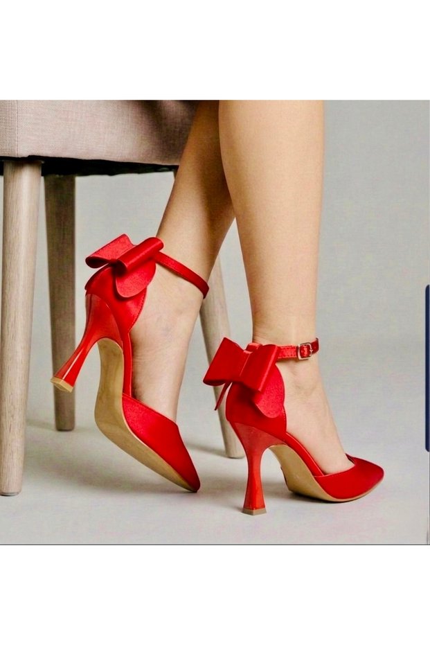 Women's Bow Detail Satin Heeled Shoes 8.5cm Feli̇sya