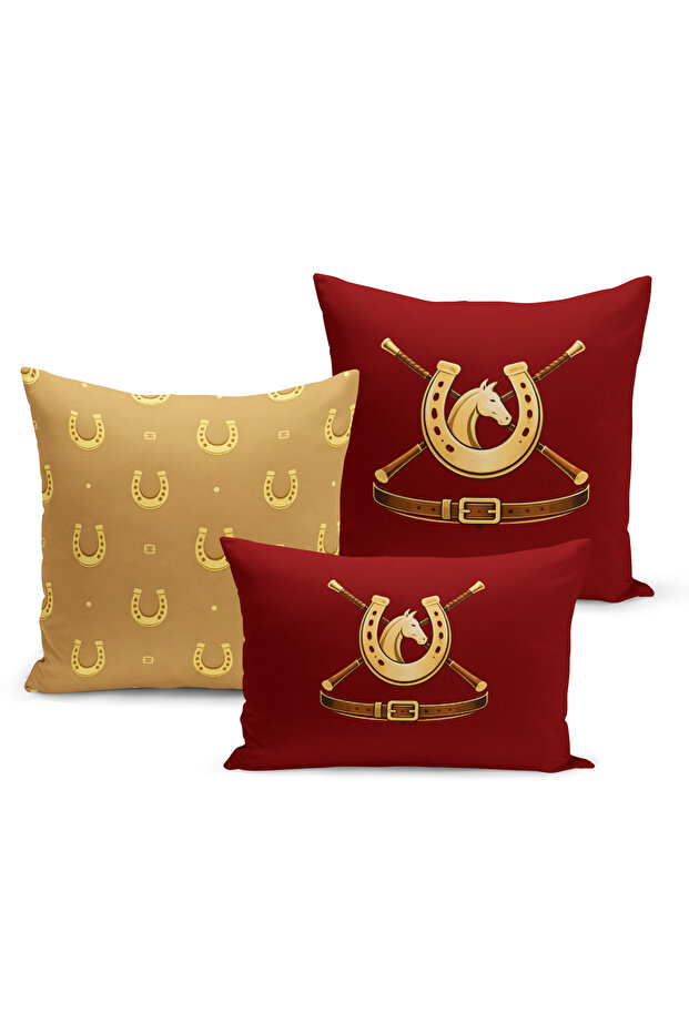 Classic Horse Series Double Sided Digital Printed Set of 3 Throw Pillow Covers (Horse)
