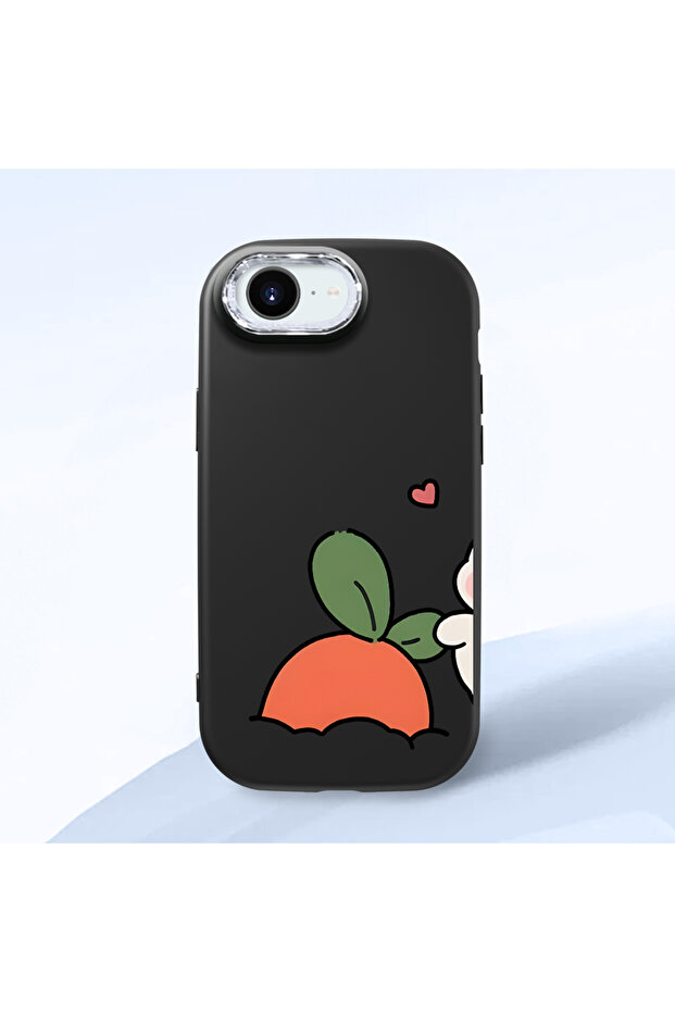 iPhone 16E Compatible Shock-Absorbing Camera Protected Black Silicone Case Dual Model