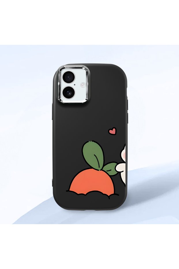 iPhone 16 Plus Compatible Black Silicone Case with Shock-Absorbing Camera Protections Dual Model
