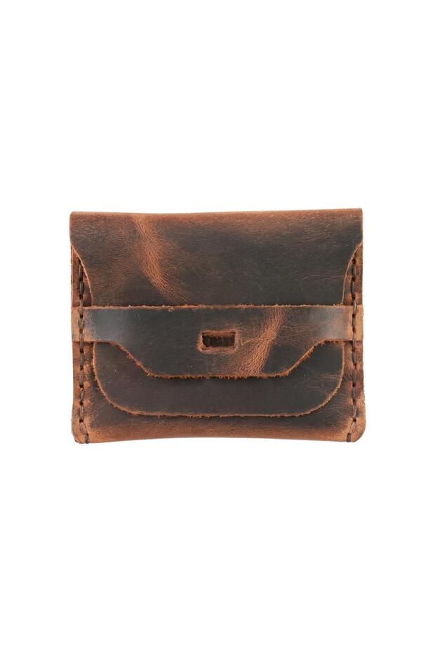 Crazy Leather Card Holder – Genuine Oiled Leather Leather, Rustic Look, Handmade – for Daily and Travel Use