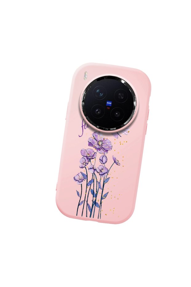 Vivo X300 Pro Compatible Camera Protected Pink Soft Silicone Phone Case Butterfly Flower