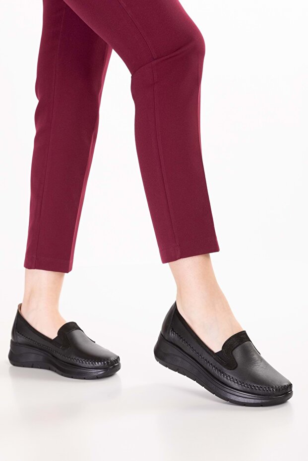 Genuine Leather Women's Daily Casual Comfortable Casual Shoes Elnr.7011 Black