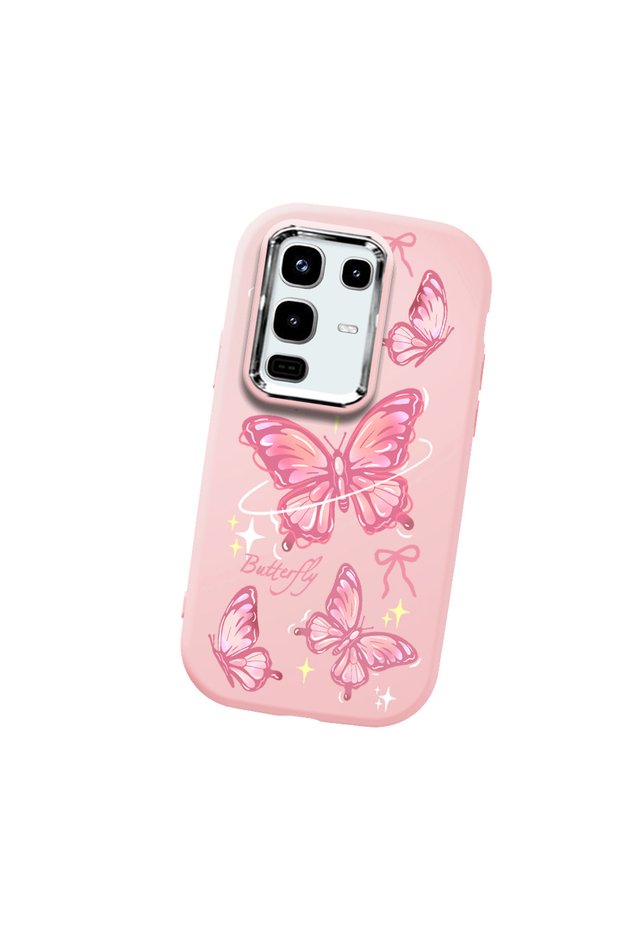 Infinix Note 50 Compatible Camera Protected Pink Soft Silicone Phone Case Butterfly Patterned