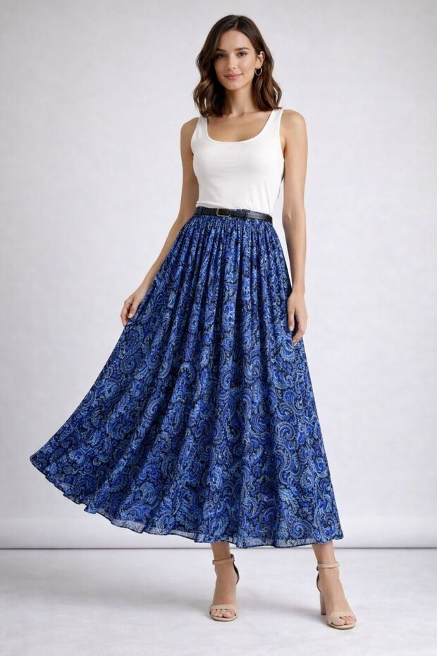 تنورة كبيرة الحجم بنمط الشال - 1