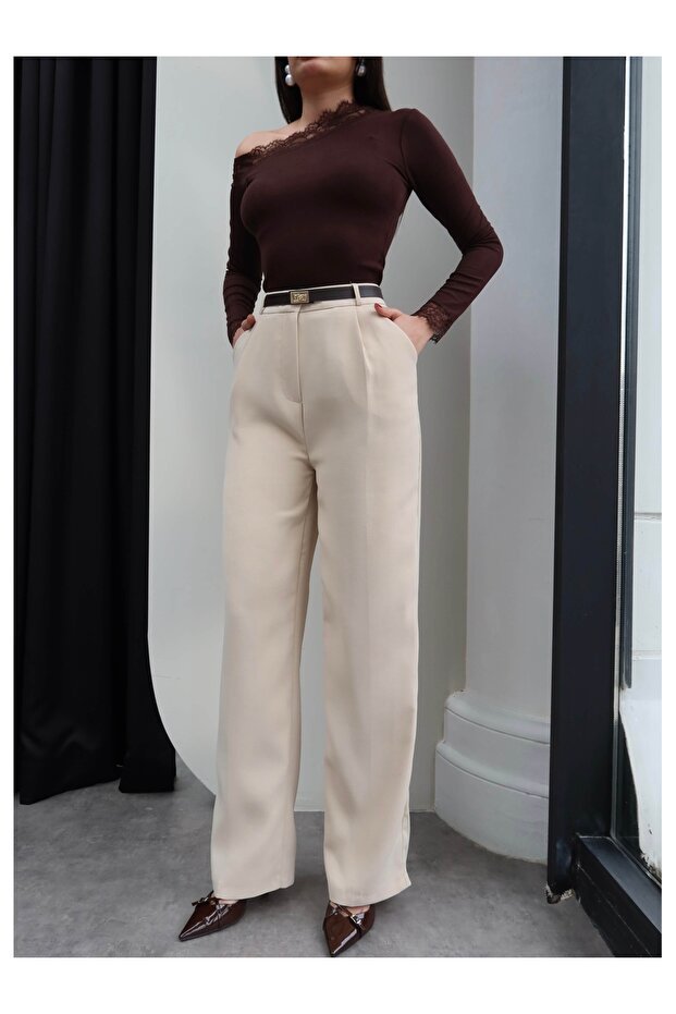 High Waist Fabric Palazzo Trousers