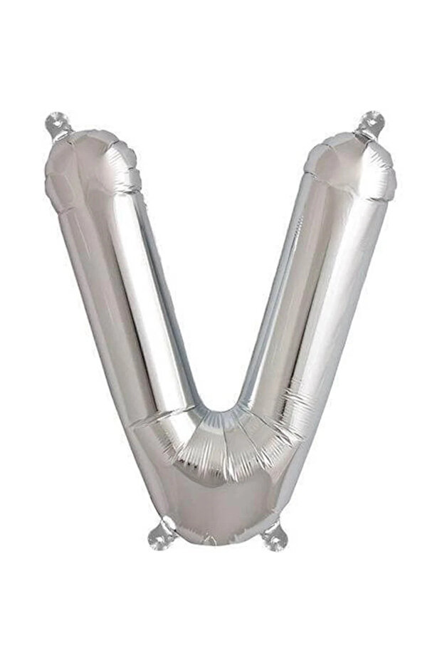 Letter V - Silver Foil Letter Balloon 40 Inch