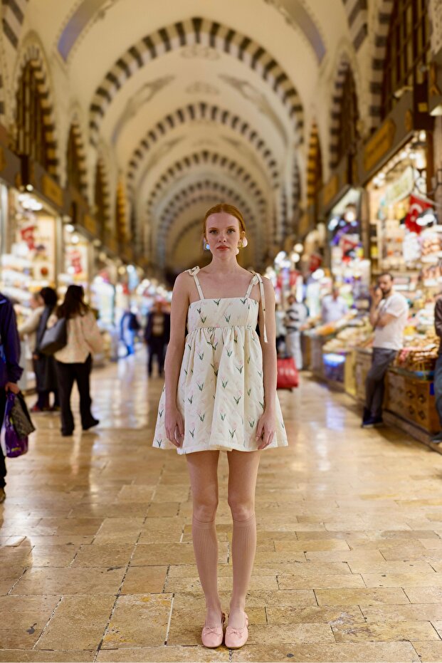 Tulip Jam Puff Mini Elbise - 4