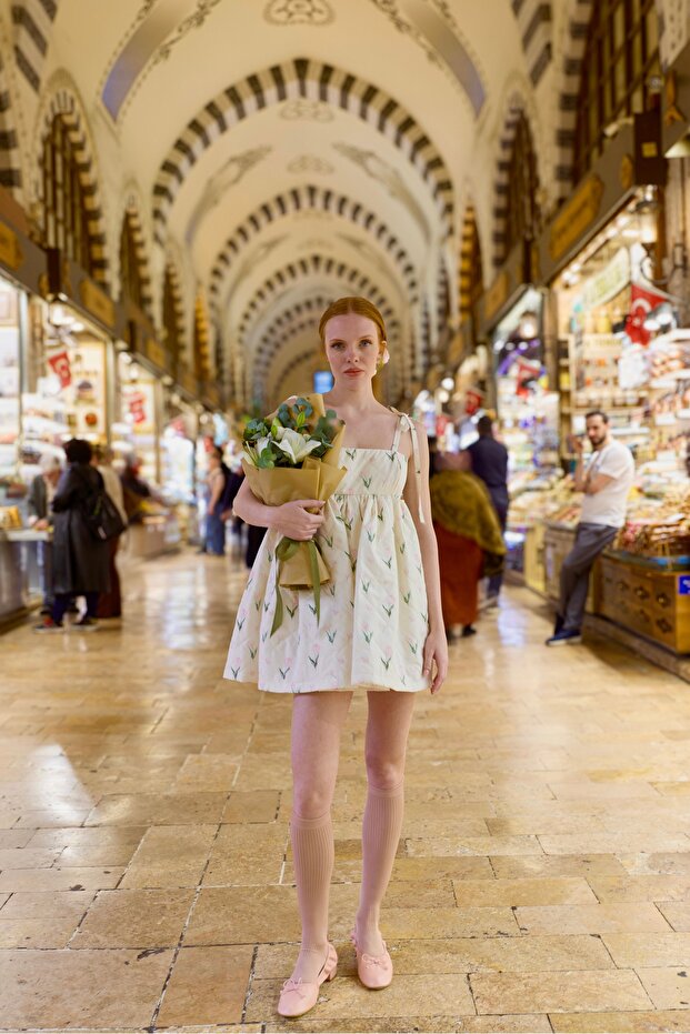 Tulip Jam Puff Mini Elbise - 5