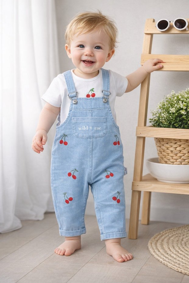 Short Sleeved T-Shirt and Salopet Bottom Top Set for Girls 162 163 101