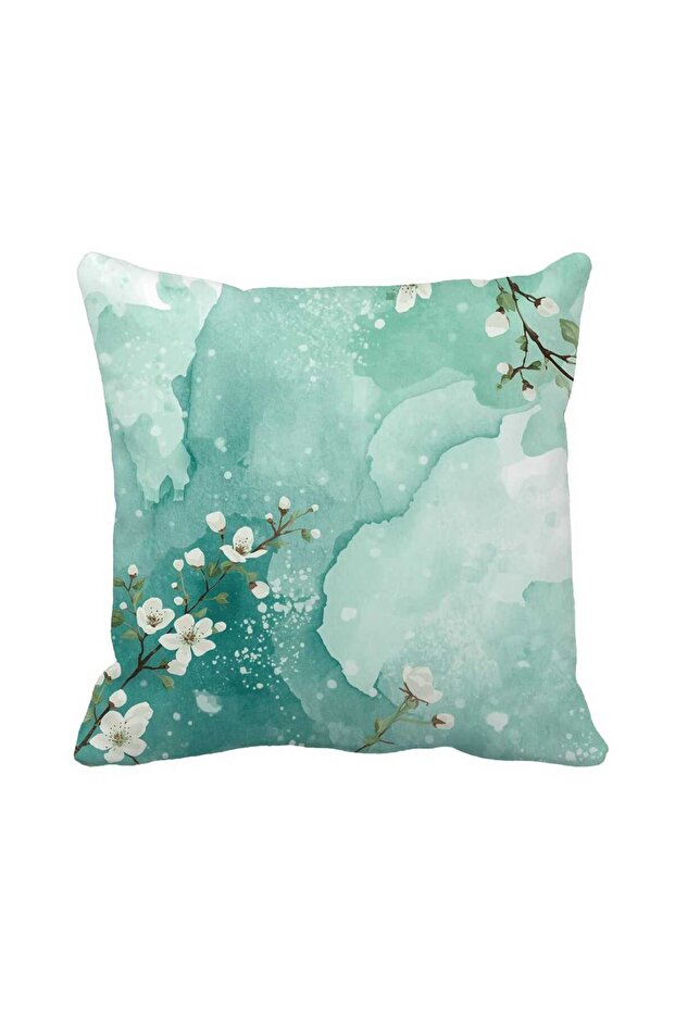 Pastel Toned Floral Print Decorative Cushion Cover - 43X43 cm Reversible Modern Pillowcase