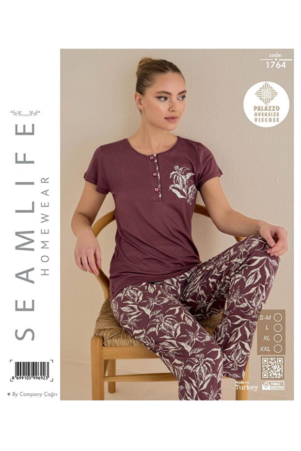 Seamlife Women's Luxury Extra Soft 100% Cotton Viscose Short Sleeve Pajama Set