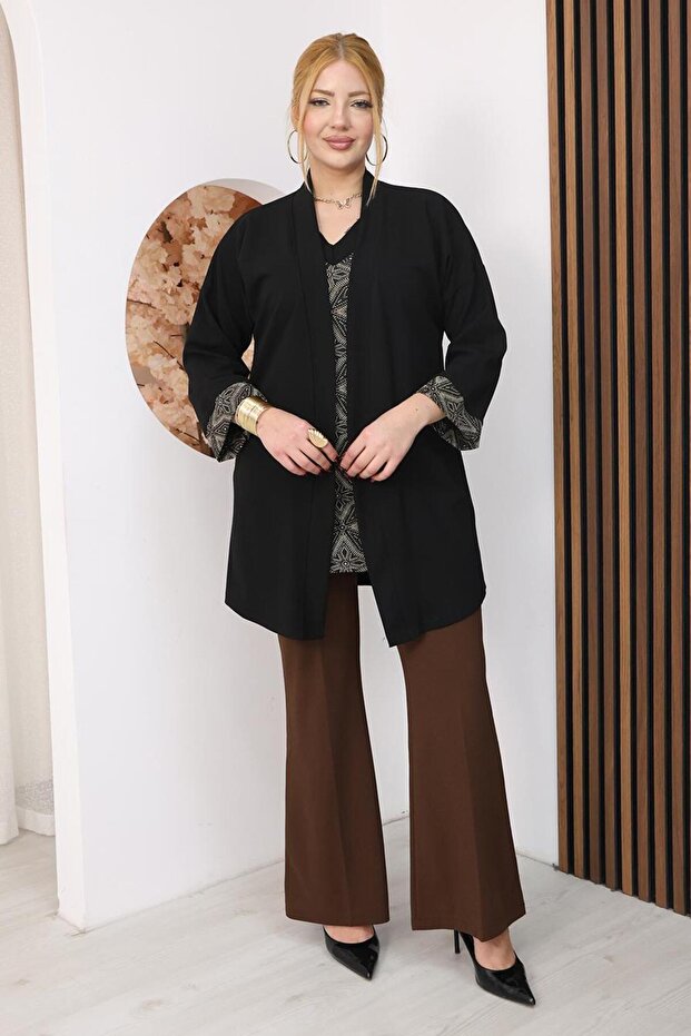 Plus Size Blouse and Jacket Combination Set
