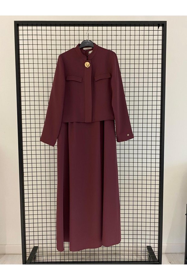 New Season Thick Strap Dress and Single Button Jacket Top and Bottom Set