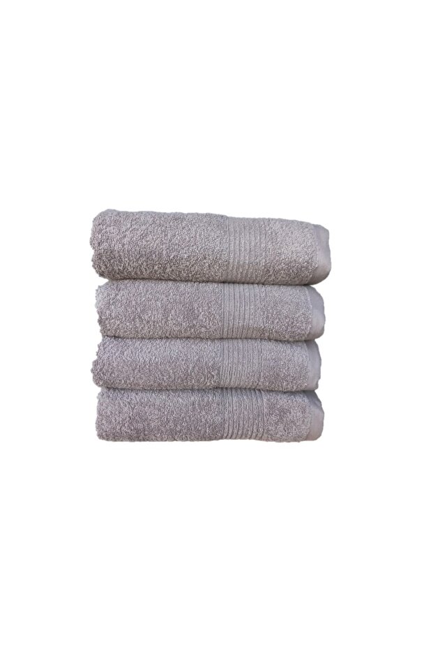 Hand and Face Towel 4 Pieces Brown 50 X 100 Striped on the Edge Soft