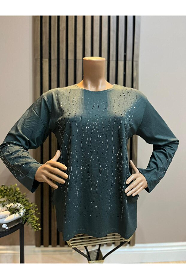 Women's Wave Shine Combed Cotton Blouse for Middle Age and Above