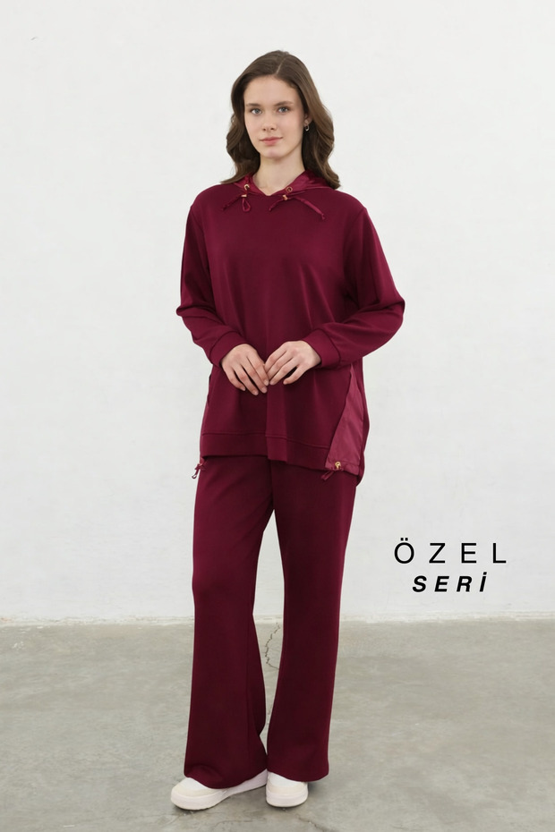 Oversized Garni Detailed Modal Hijab Hooded Women's Set 3187 - Special Series