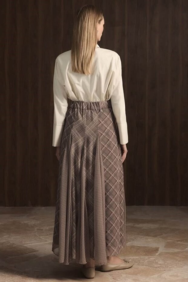 EKOSE ŞİFON BASKILI ETEK - 3