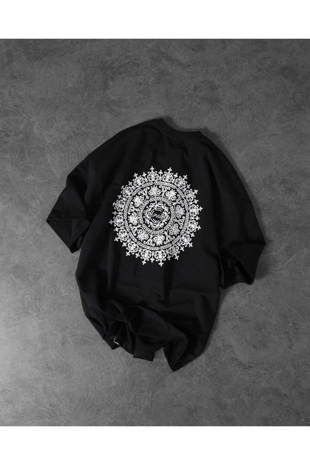Oversized Mandala Printed t Shirt - Ethnic Patterned Unisex Tee