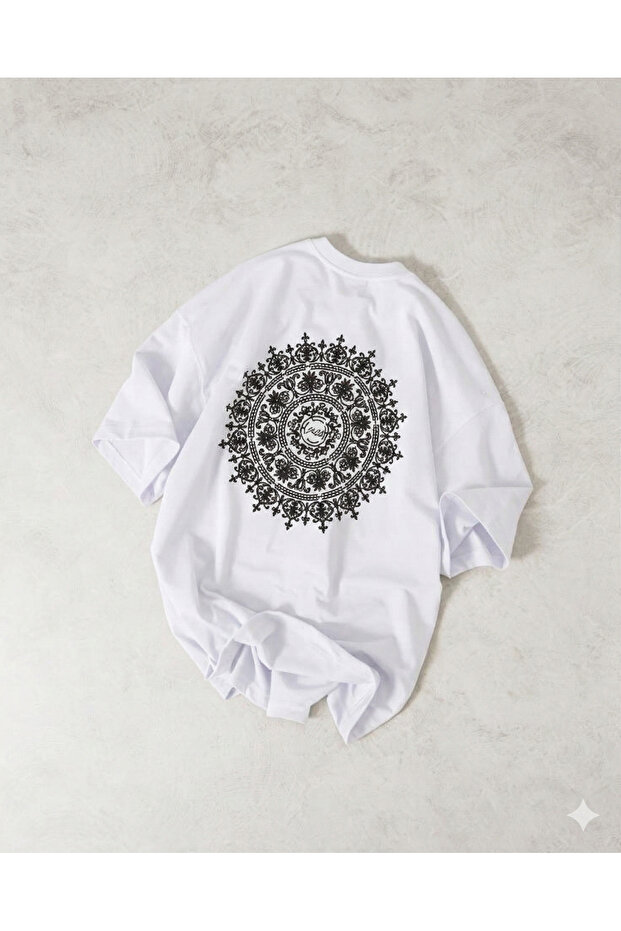 Oversized Mandala Printed t Shirt - Ethnic Patterned Unisex Tee