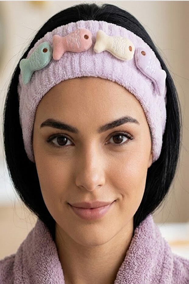Lilac Color Fish Figure Plush Hair Band