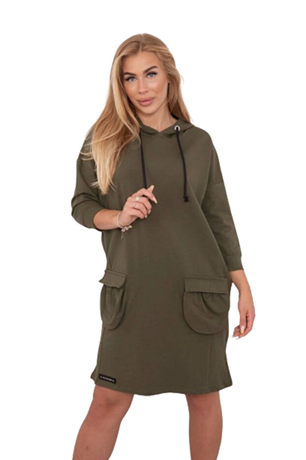 Rochie kaki cu glugă - 1