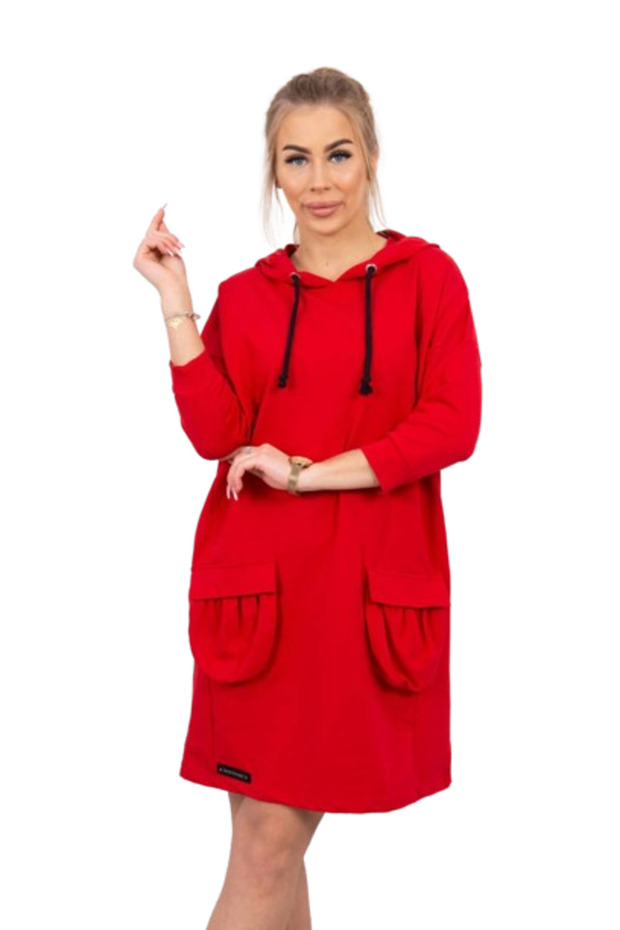 Rochie roșie cu glugă - 1