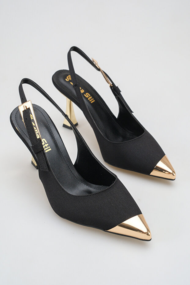 Women's Open Back Special Design Heeled Shoes with Side Buckle and Pointed Toe Stylish Women's Shoes