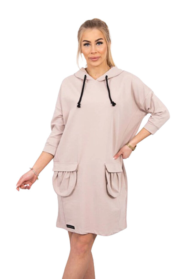 Rochie bej cu glugă - 1
