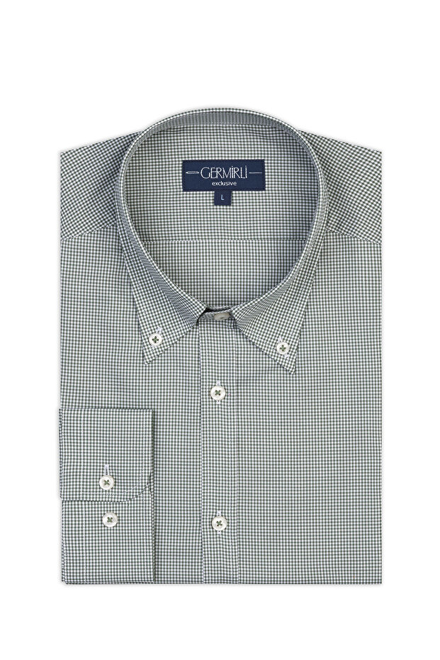 Albini Relax Formula Green Gingham Pack Exclusive Tailor Fit Buttoned Collar Cotton Shirts