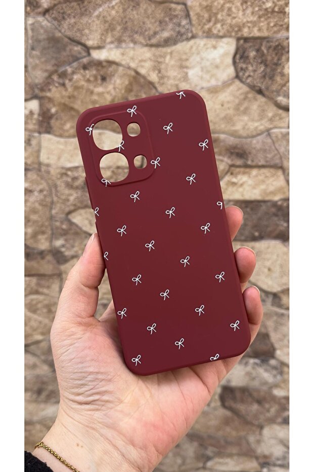 Oppo A6 Pro Compatible White Bow Patterned Silicone Shock-Absorbing Classic Protected Rubber Case
