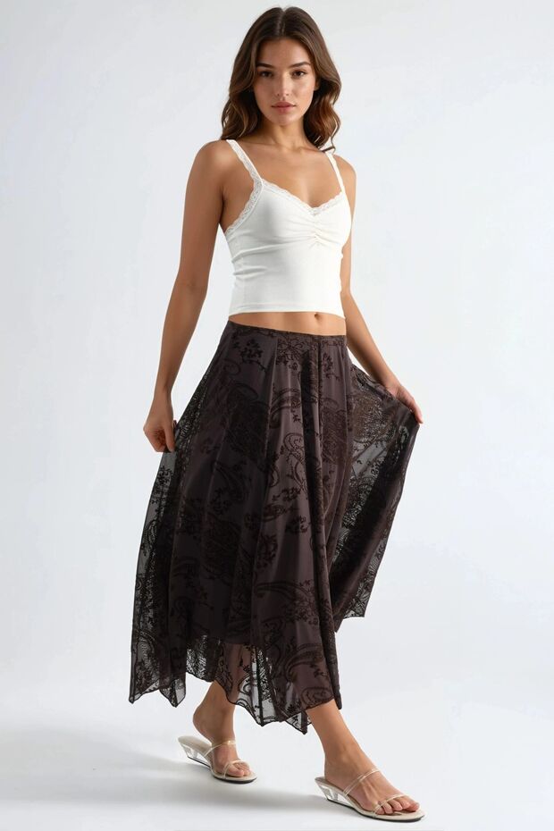 Busem Patterned Asymmetrical Maxi Skirt - 4