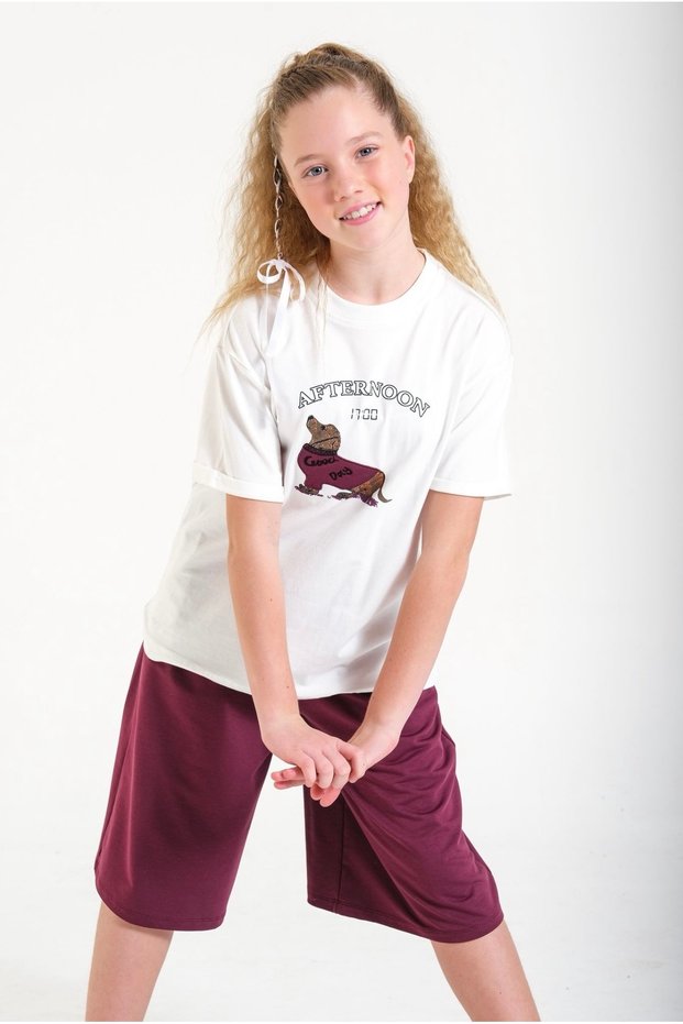 Limi Young Girl Child Soft Es Stretchy Apili Combed Cotton Samurai Pants T-Shirt 2 Piece Set