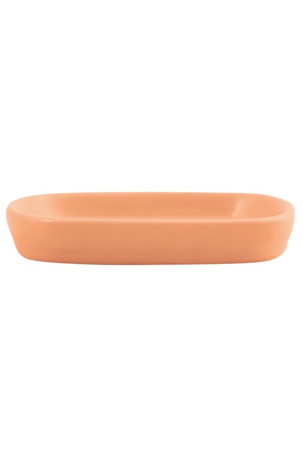 Peach soap dish, ceramic, beige