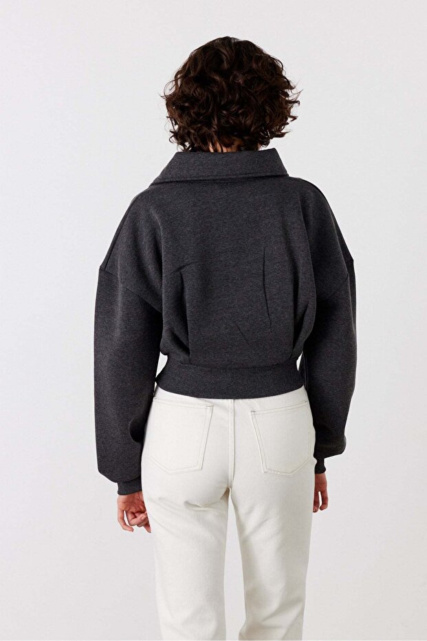 Pulse Crop Sweatshirt Antrasit - 6