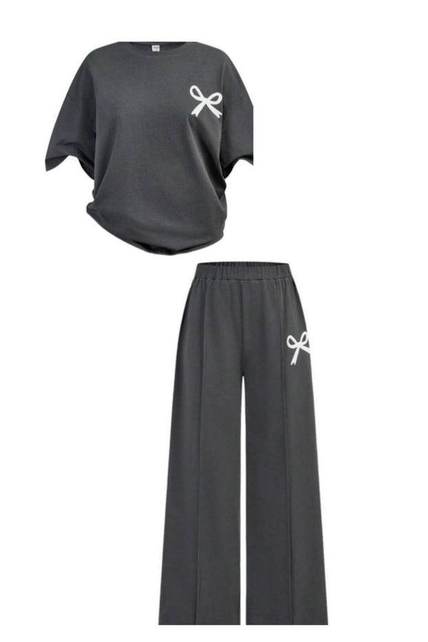 Printed Children's Summer Wide Leg Pants Top and Bottom Set Cotton Pcs
